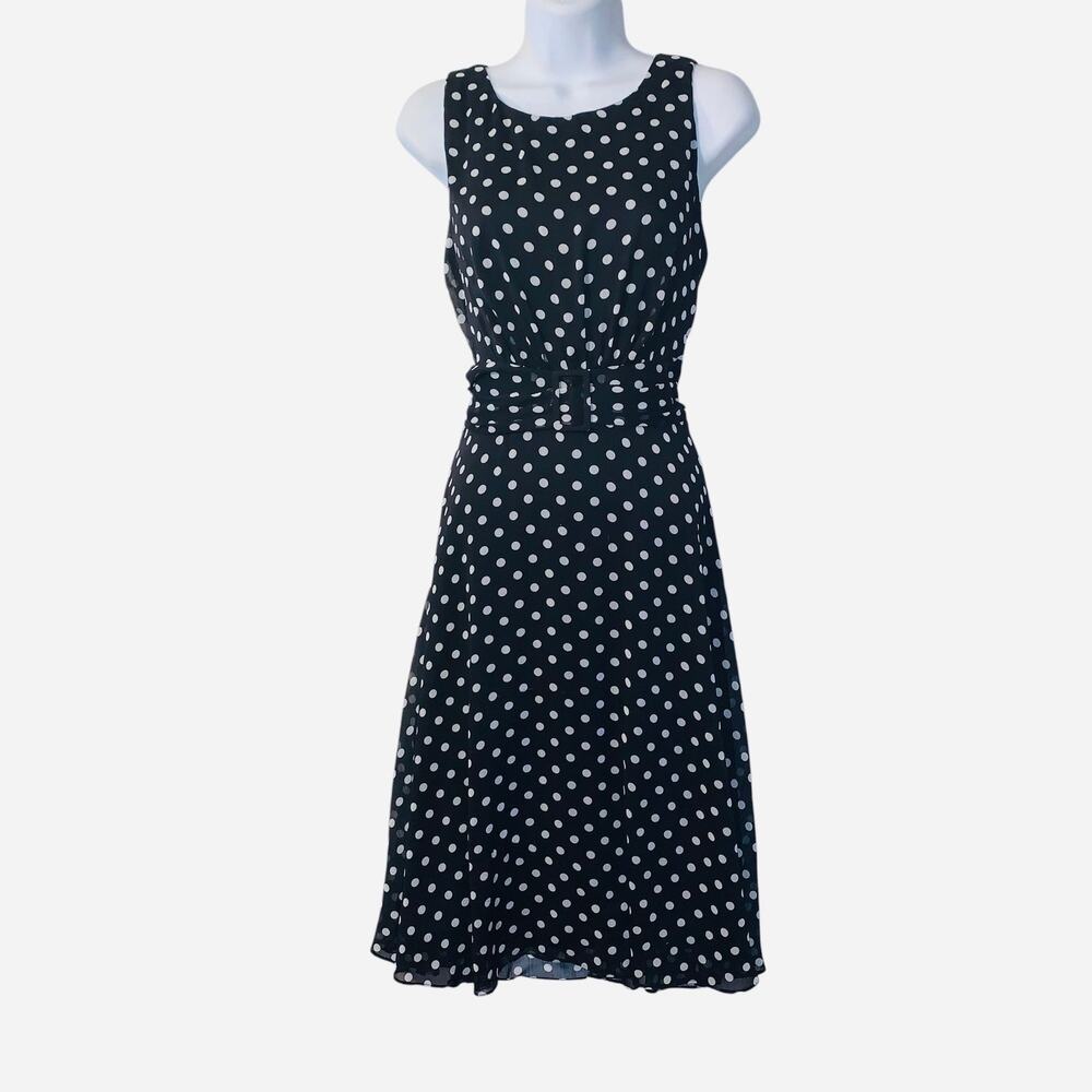 MSK sz 8 black/white polka dot flowy dress